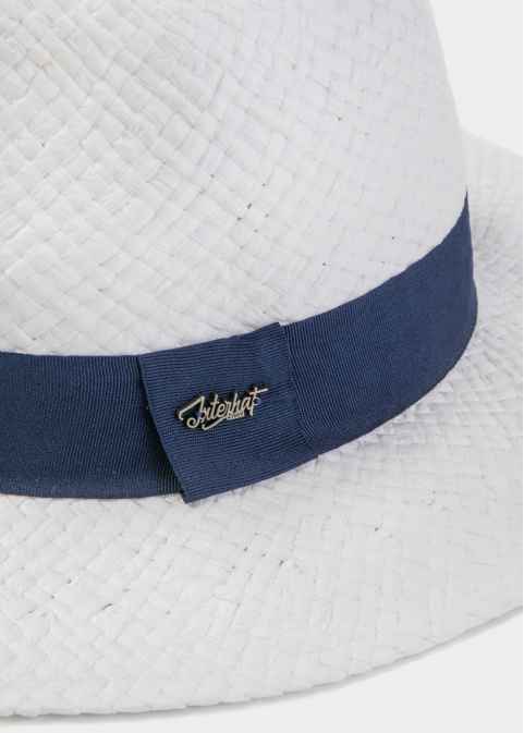 White Panama Style Hat w/ Black Hatband