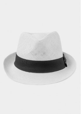 White Fedora Hat w/ black hatband 3