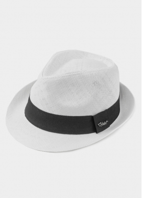 White Fedora Hat w/ black hatband 3