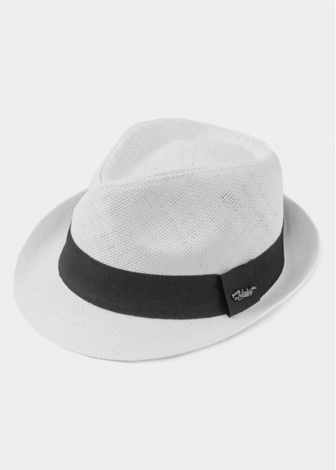 White Fedora Hat w/ black hatband 3
