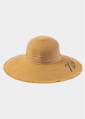 Brown "Naxos" Straw Hat w/ Brown Ribbon