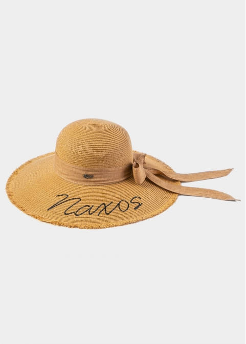 Brown "Naxos" Straw Hat w/ Brown Ribbon