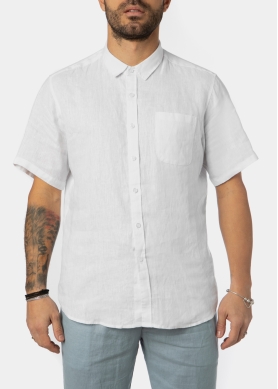 100% Linen White Classic Shirt w/ Short Sleeves