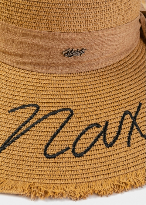 Brown "Naxos" Straw Hat w/ Brown Ribbon