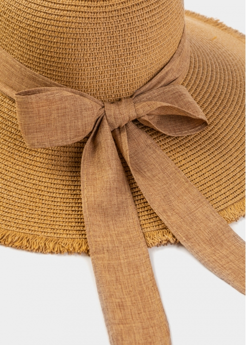 Brown "Naxos" Straw Hat w/ Brown Ribbon