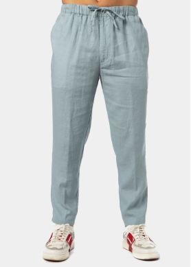 100% Linen Blue-Grey Long Pants