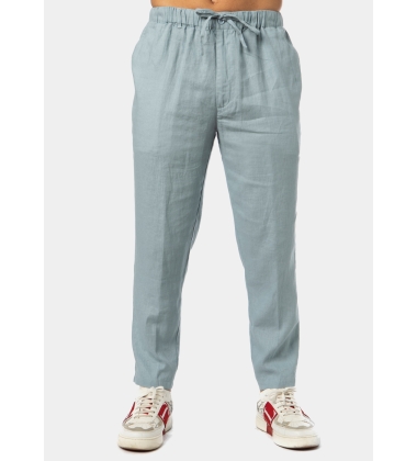 100% Linen Blue-Grey Long Pants