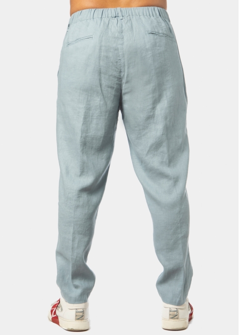 100% Linen Blue-Grey Long Pants