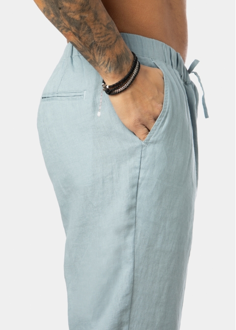 100% Linen Blue-Grey Long Pants