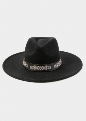 Black Winter Hat w/ Embroidered Hatband