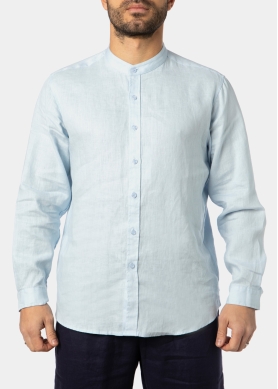 100% Linen Light Blue Mao Shirt 