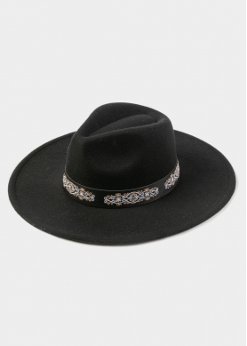 Black Winter Hat w/ Embroidered Hatband