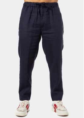 100% Linen Navy Blue Long Pants