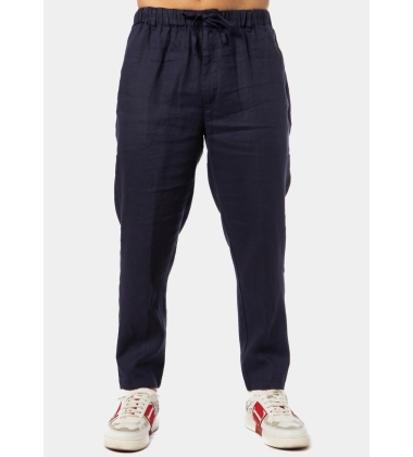 100% Linen Navy Blue Long Pants