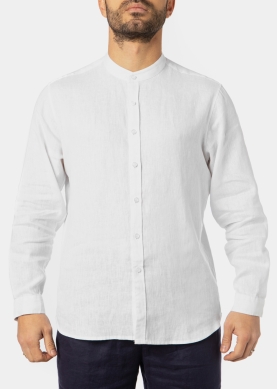 100% Linen White Mao Shirt 