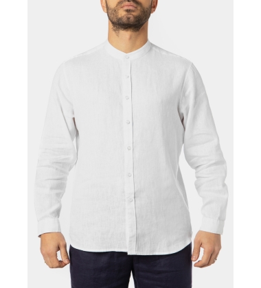 100% Linen White Mao Shirt 