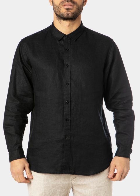 100% Linen Black Shirt 