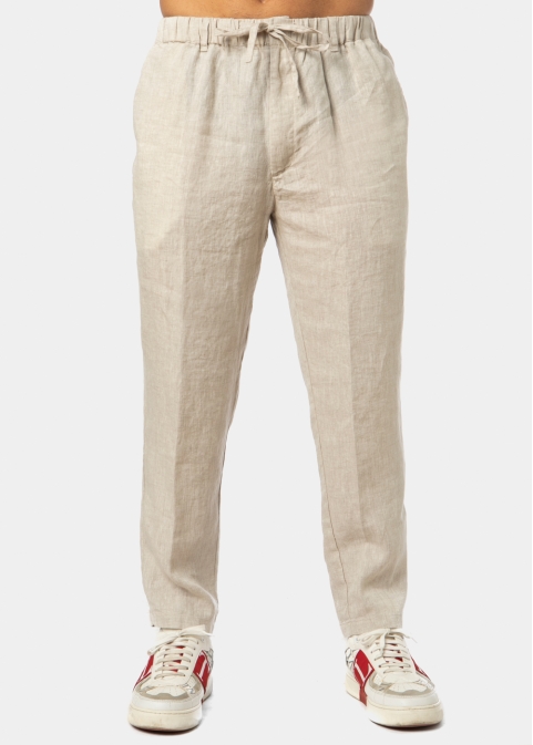 100% Linen Natural Beige Long Pants