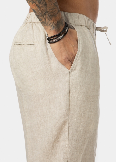 100% Linen Natural Beige Long Pants