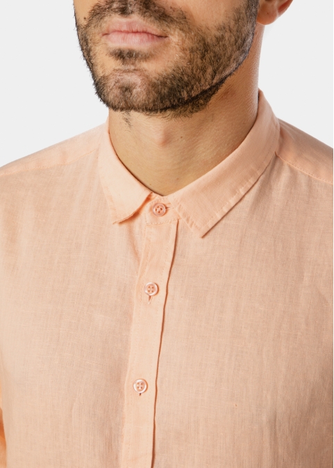 100% Linen Peach Shirt 