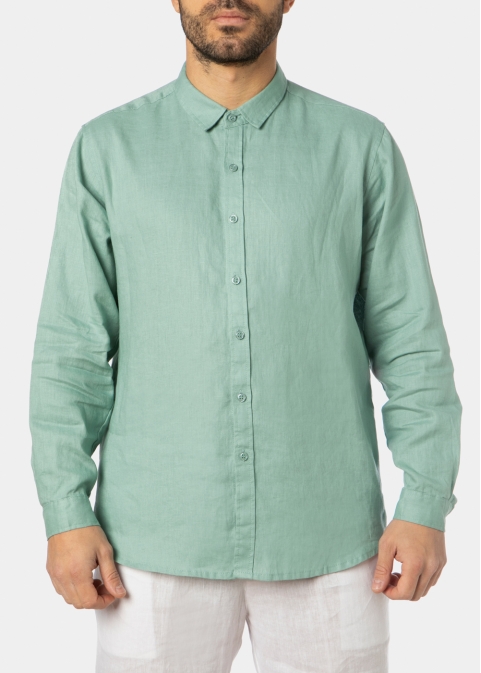 100% Linen Green Shirt 