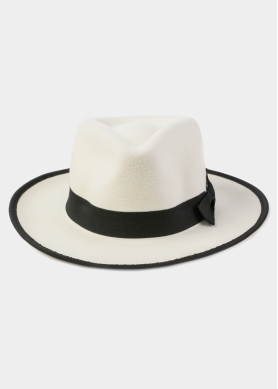 White Winter Hat w/ Black Hatband