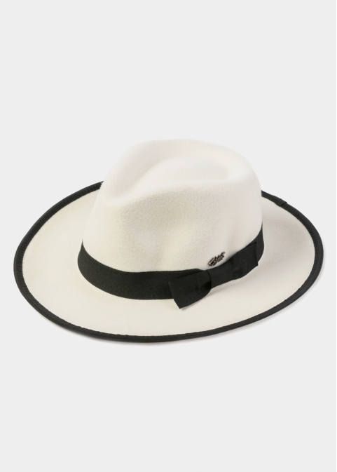 White Winter Hat w/ Black Hatband