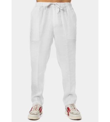 100% Linen White Long Pants