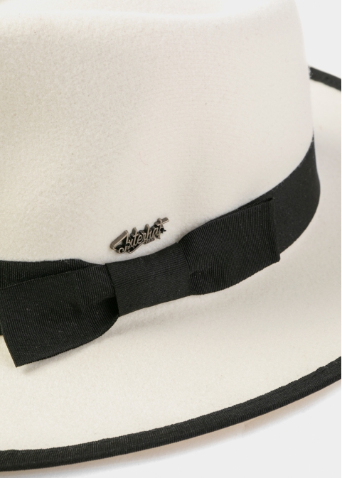 White Winter Hat w/ Black Hatband