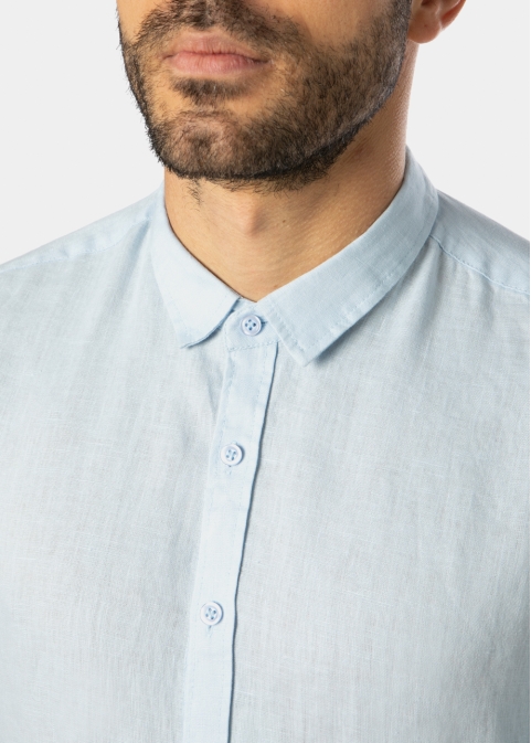 100% Linen Light Blue Shirt 