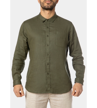 100% Linen Khaki Classic Shirt 