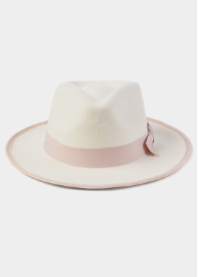 White Winter Hat w/ Pink Hatband