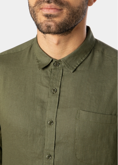 100% Linen Khaki Classic Shirt 