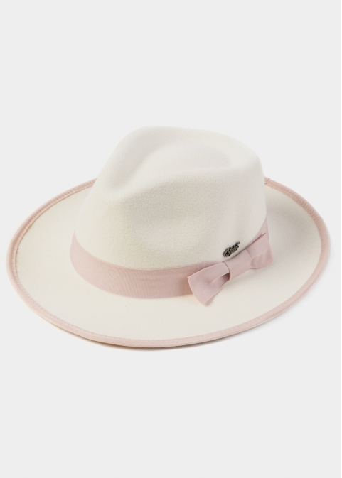 White Winter Hat w/ Pink Hatband