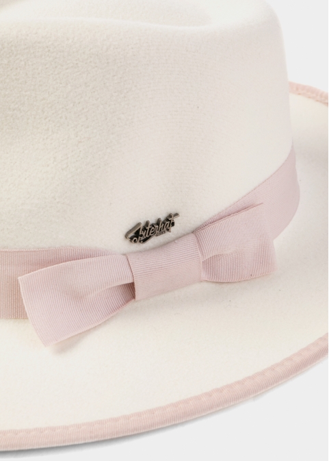 White Winter Hat w/ Pink Hatband