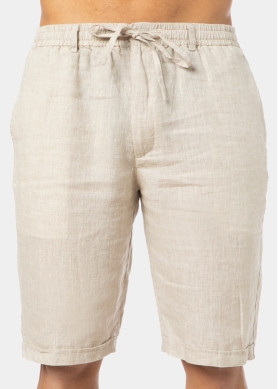 100% Linen Natural Beige Classic Shorts