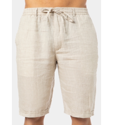 100% Linen Natural Beige Classic Shorts