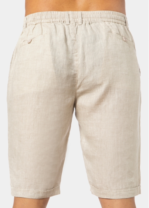 100% Linen Natural Beige Classic Shorts