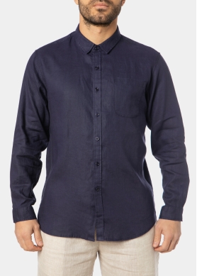 100% Linen Navy Blue Classic Shirt 