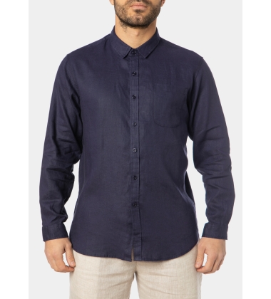 100% Linen Navy Blue Classic Shirt 