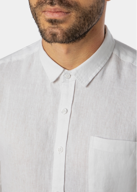 100% Linen White Classic Shirt 