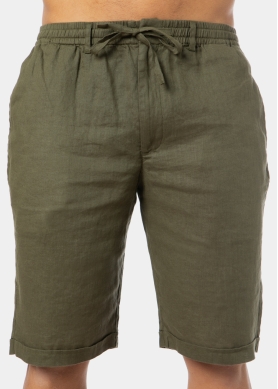 100% Linen Khaki Classic Shorts