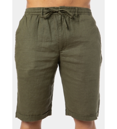 100% Linen Khaki Classic Shorts