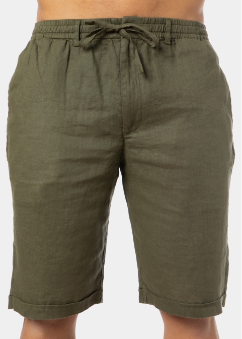 100% Linen Khaki Classic Shorts