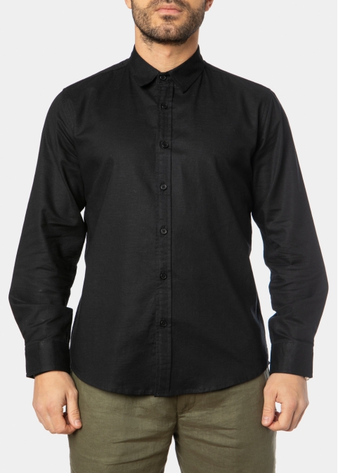 Linen - Cotton Black Shirt 