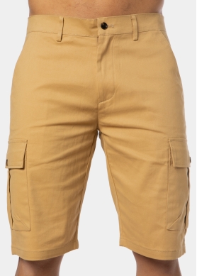 Beige Cotton Cargo Shorts