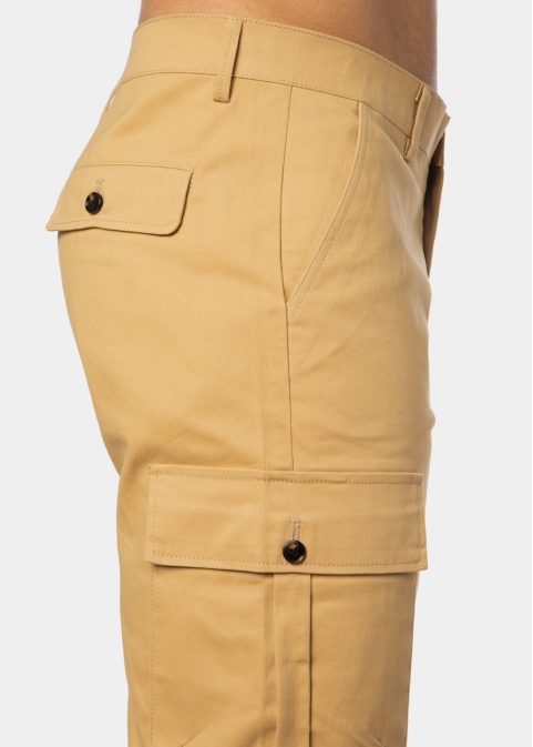 Beige Cotton Cargo Shorts