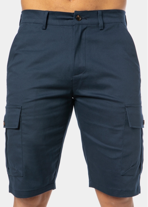 Navy Blue Cotton Cargo Shorts