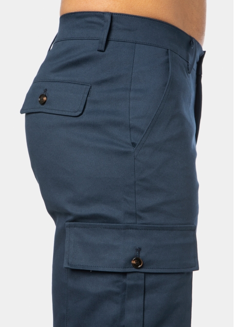 Navy Blue Cotton Cargo Shorts