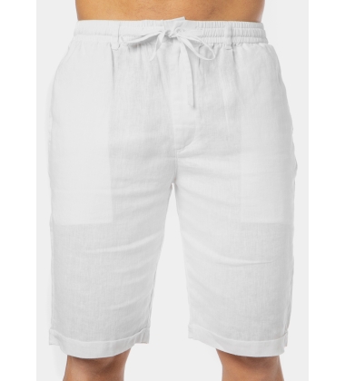 100% Linen White Classic Shorts
